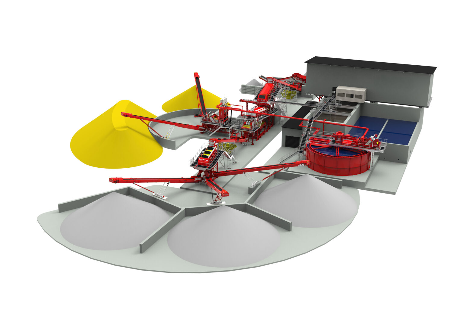 Soil and slurry washing system for cleaning and classifying aggregates and fines.